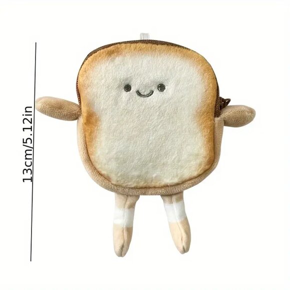 Toast Coin Purse, Cartoon Cute Portable Earphone Bag, Creative Small Pouch - Picture 2 of 4